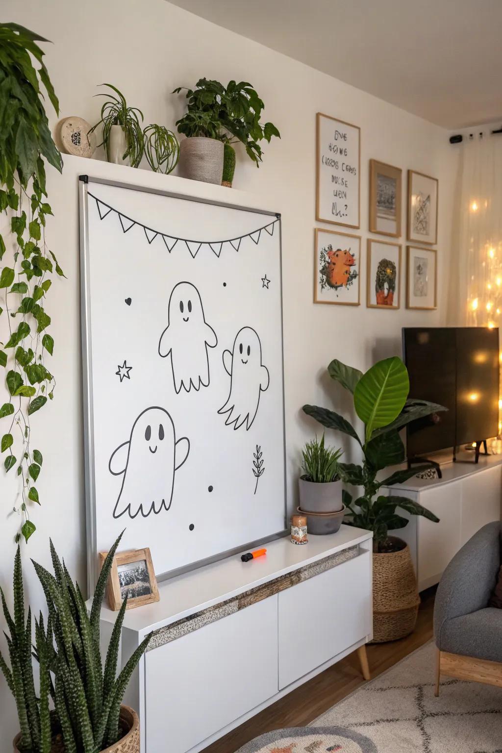 Phantom welcomes featured on a Halloween-inspired whiteboard.
