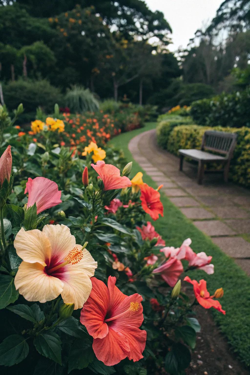Eye-catching flowers breathe life into your Hawaiian setting.