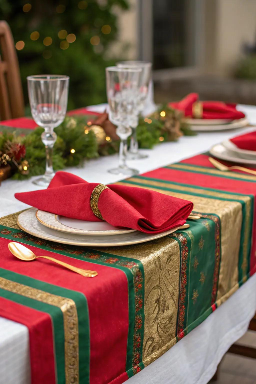 The iconic seasonal palette orchestrates a unified and festive table aesthetic.