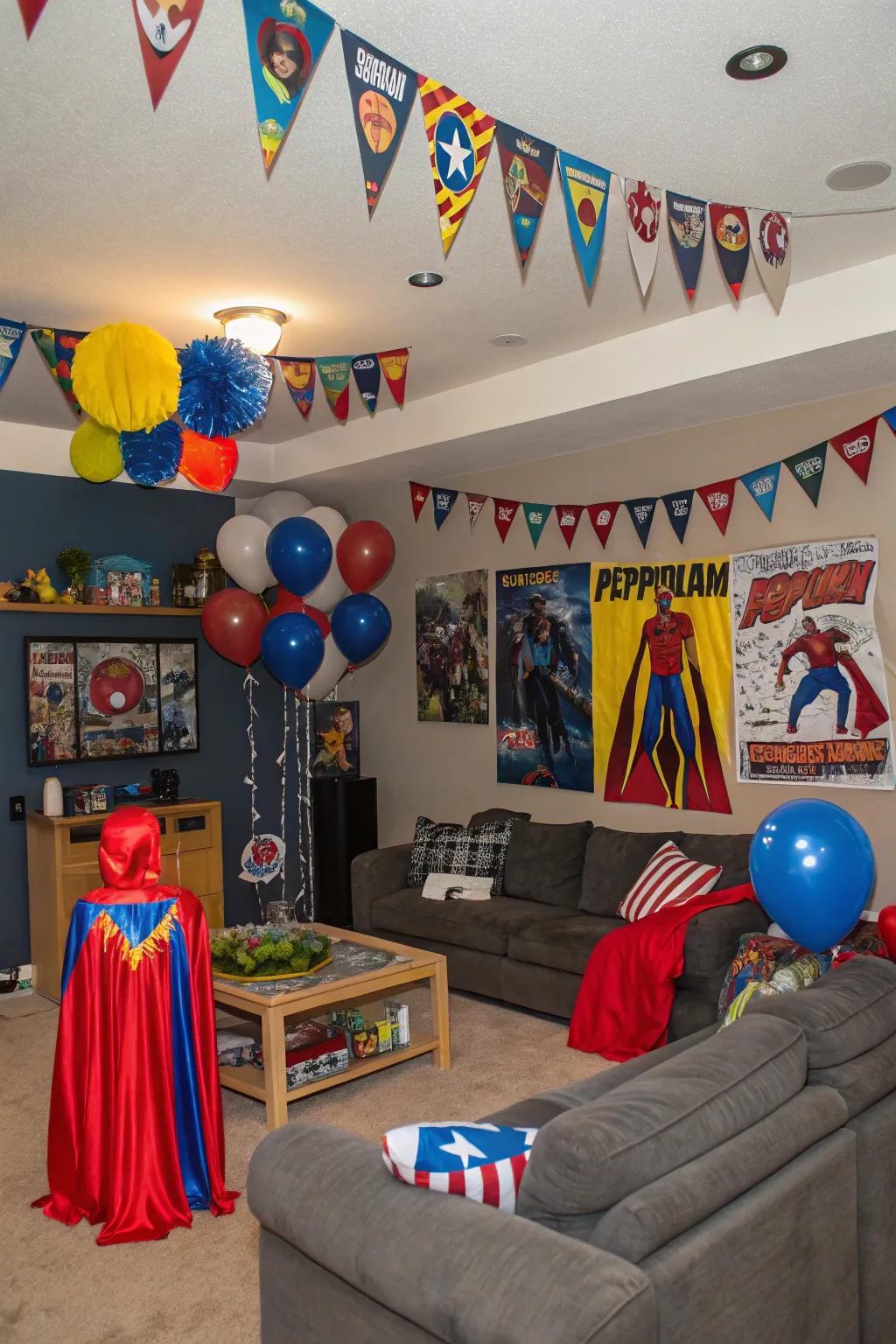 A superhero-themed living area primed for an epic adventure.