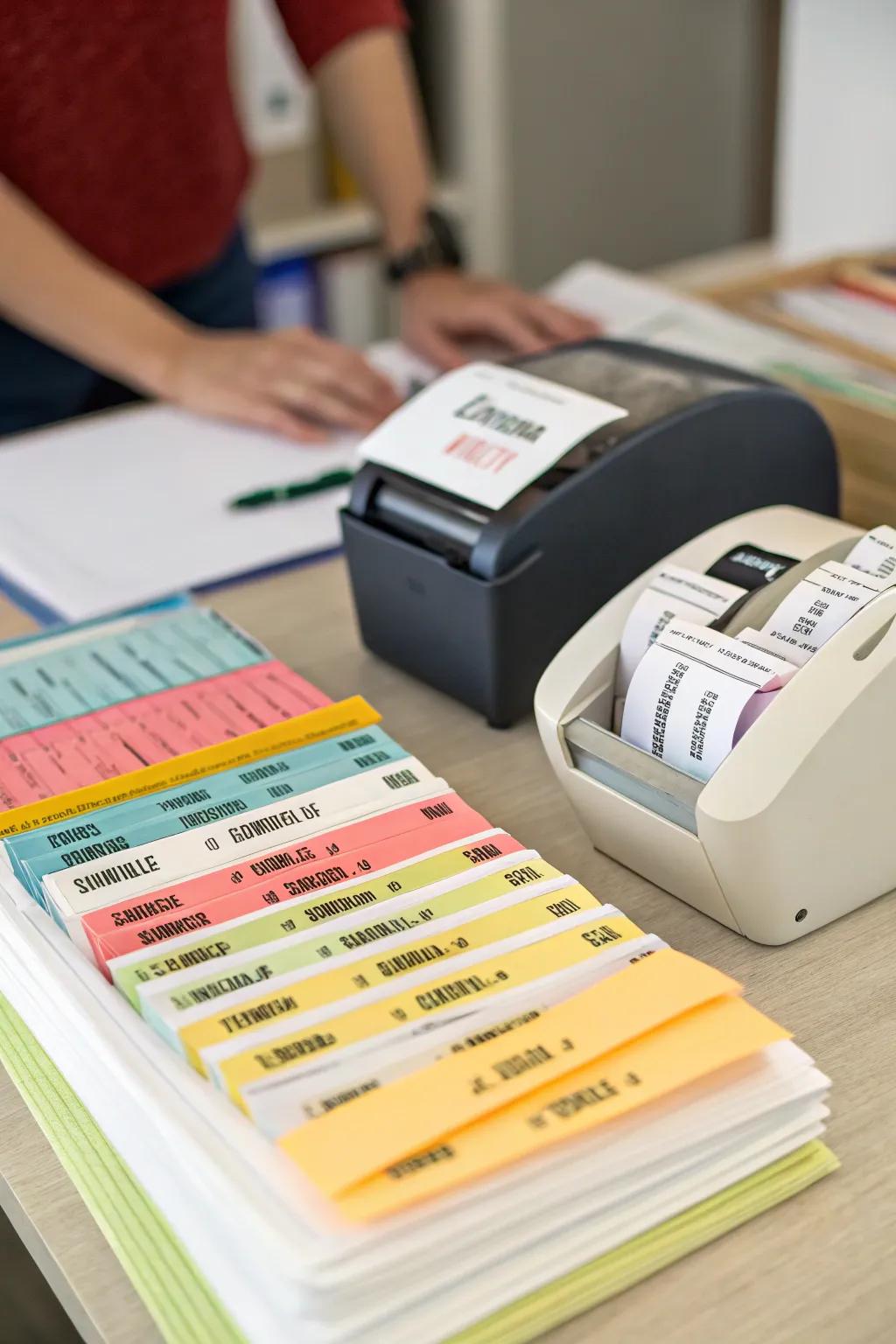 Personalized labels bring a creative spark to file organization.