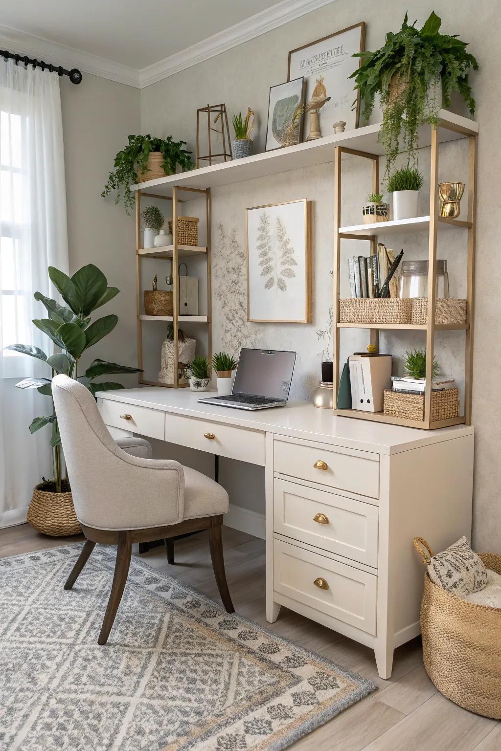A desk that combines refinement and practicality can become the centerpiece of your home office.