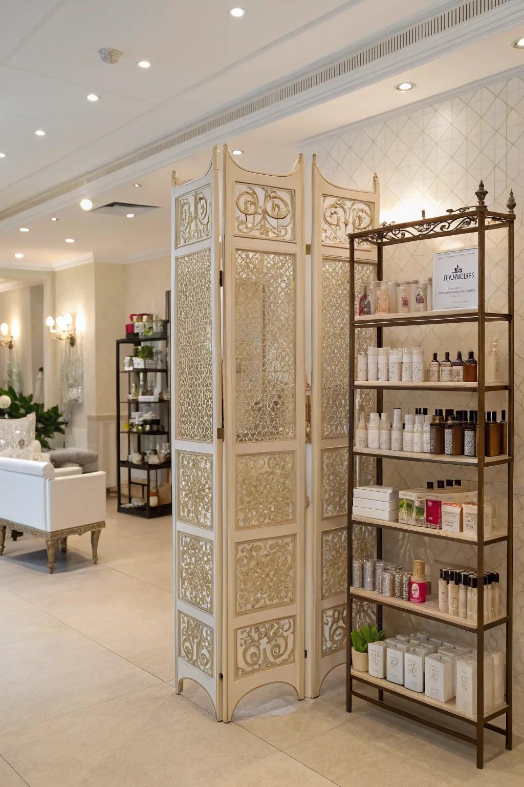 Room dividers can distinguish your salon space with a blend of style and utility.