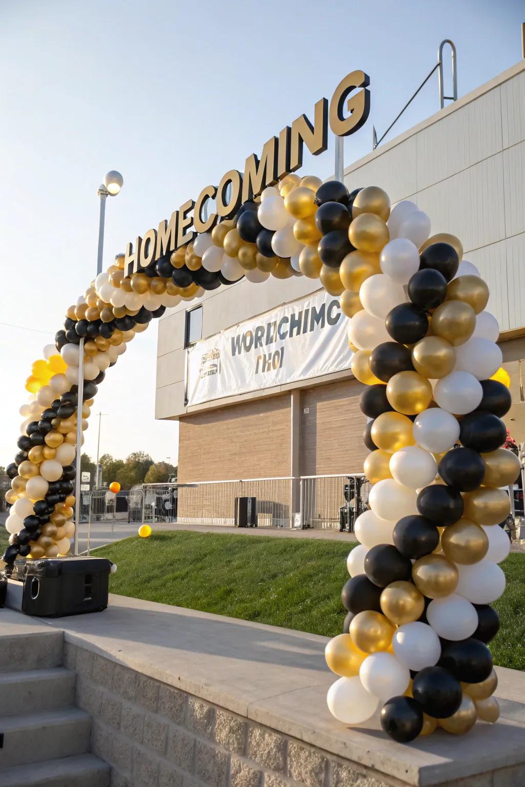 Balloon arches imbue a merry spirit to homecoming events.