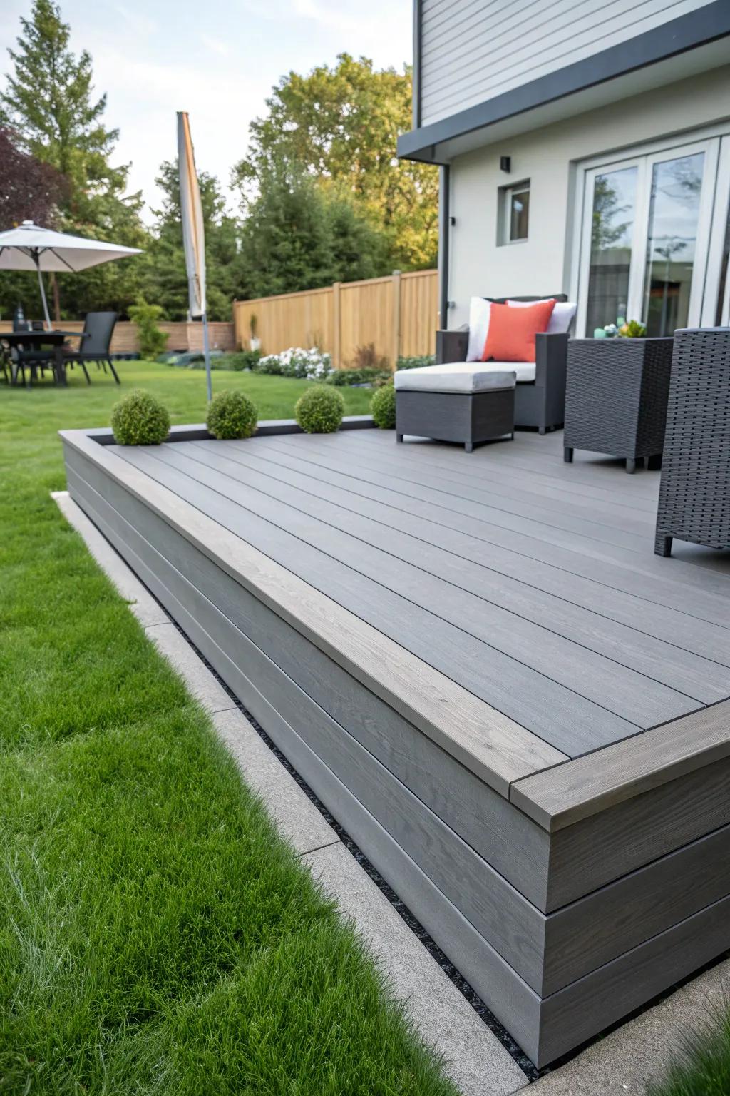 Synthetic skirting delivers a sophisticated, contemporary finish.