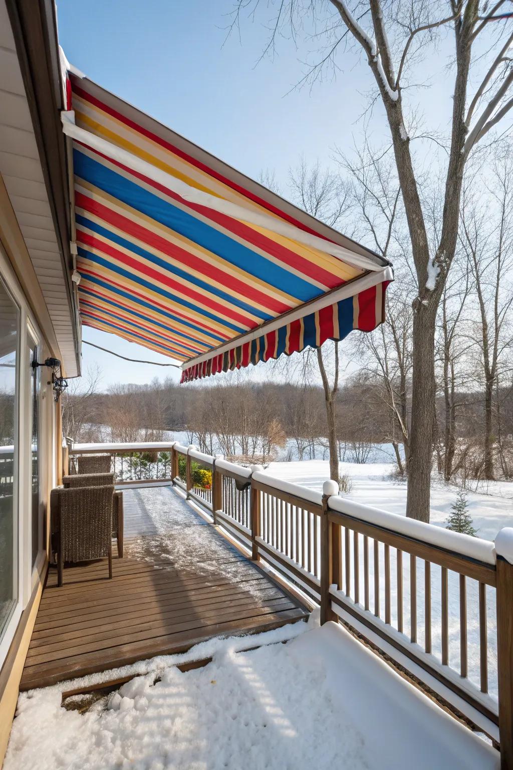 Pull-back shades offer adjustable protection for your deck when it's cold.