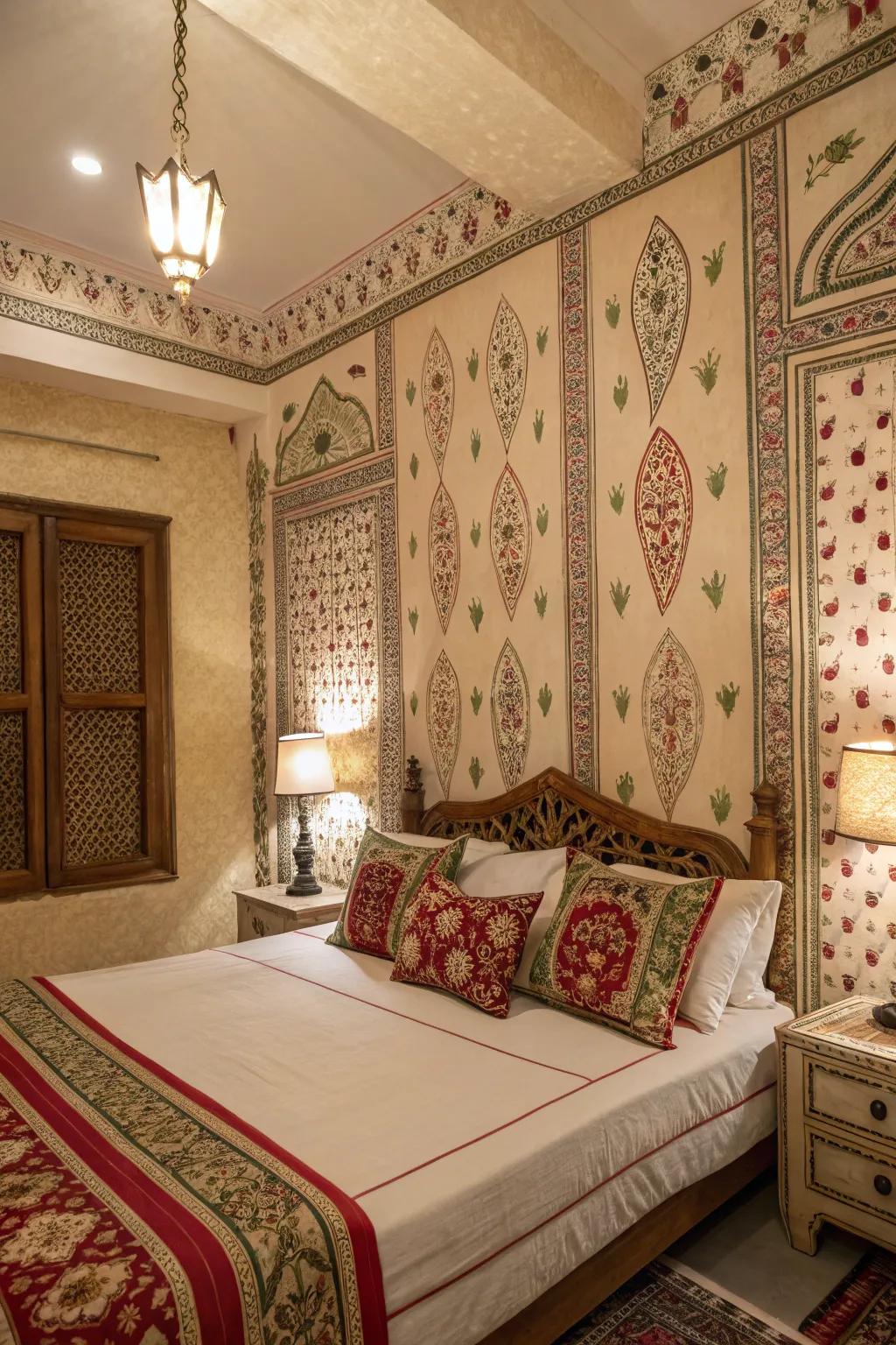 Traditional designs bring cultural richness to any sleeping quarter.