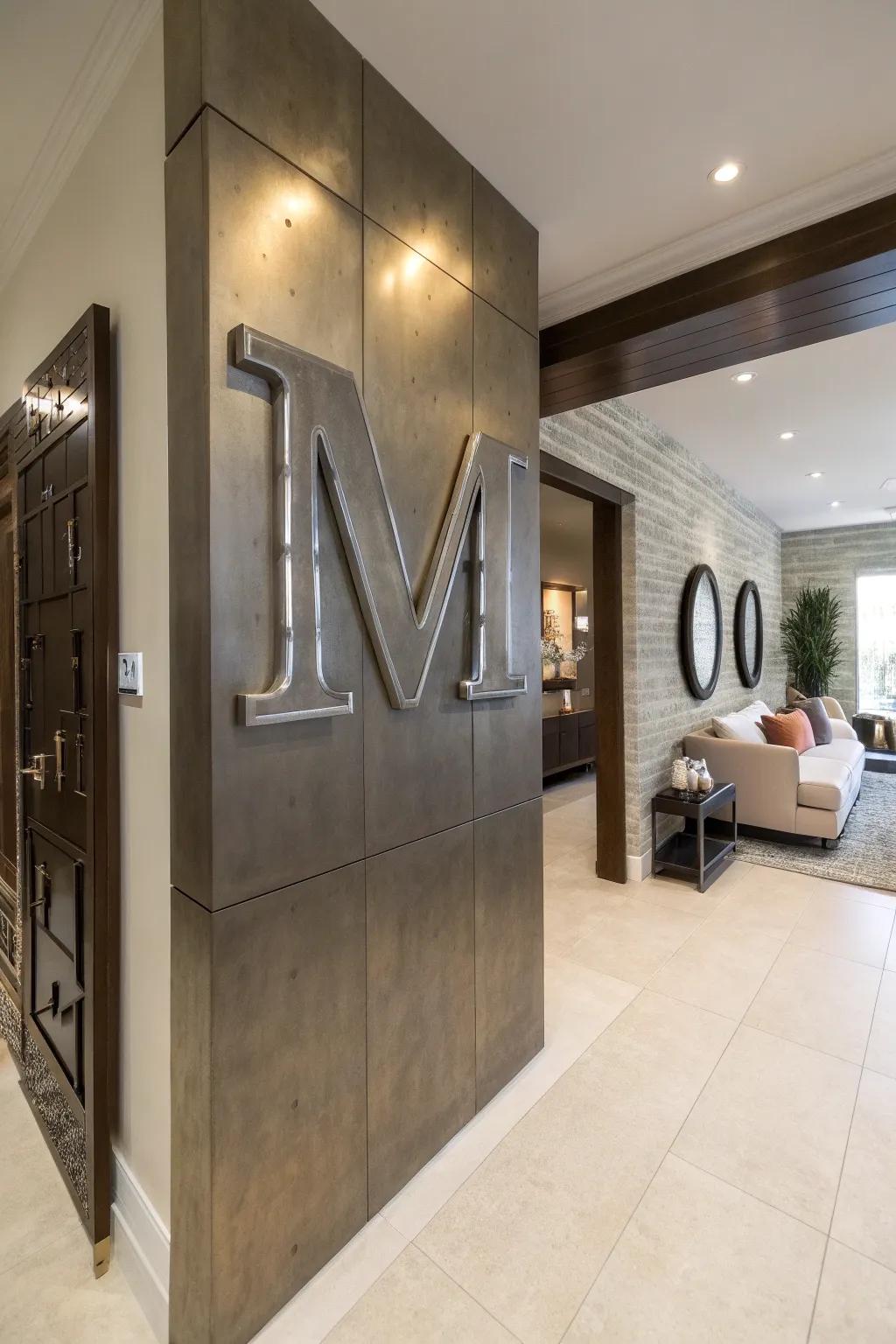 Make a statement utilizing striking initial wall art.