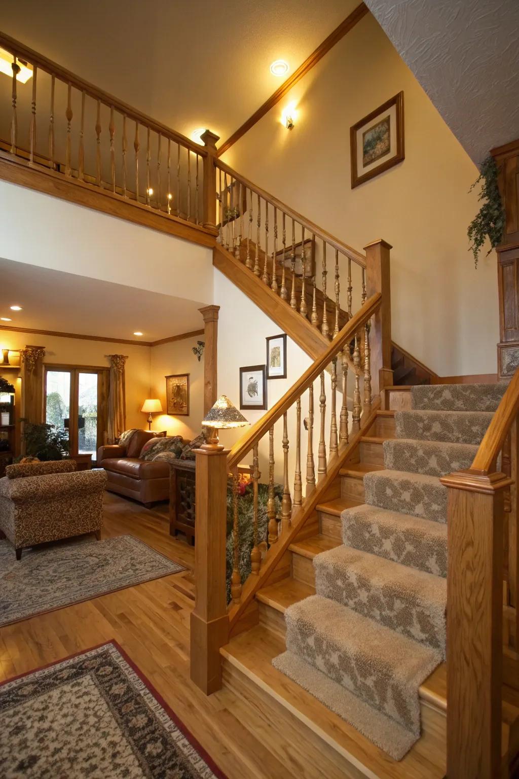 Lumber railings include warmth and a traditional hint to any interior.
