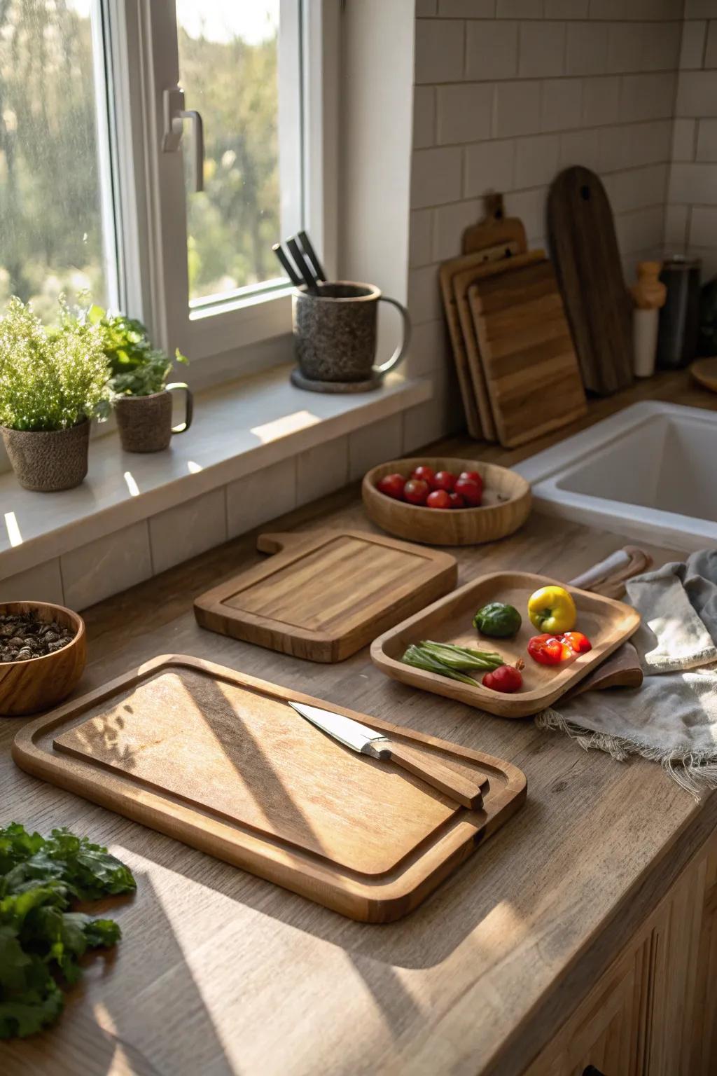 Timber accents adding a sense of warmth to kitchen decor.