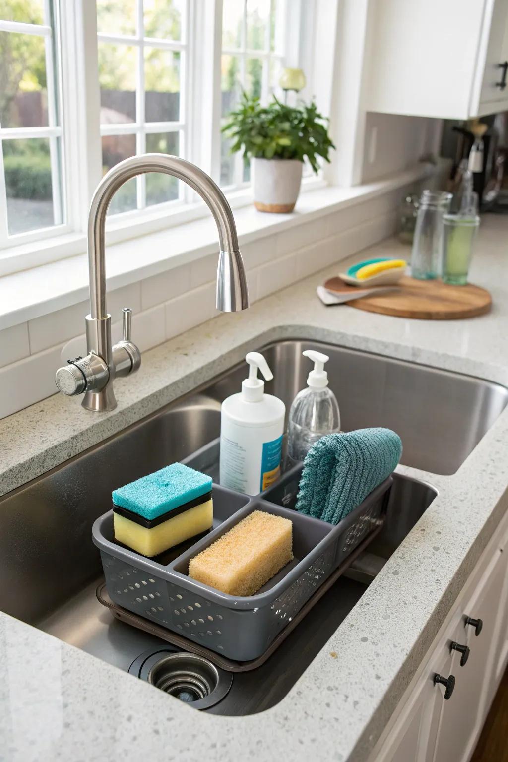 Optimize areas with an above-sink container.