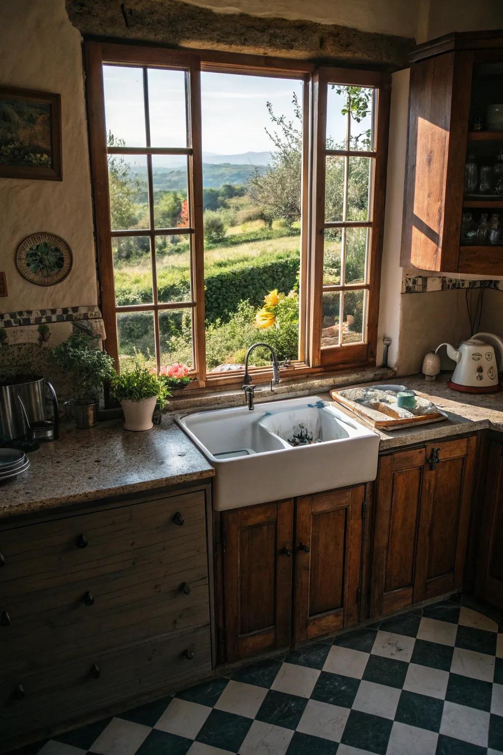Looking out the light source, right above your wash-up station.