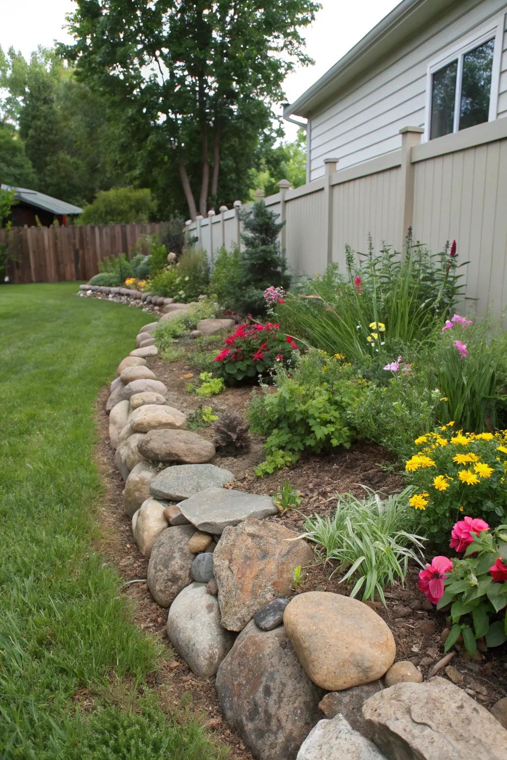 Stone borders give your garden a genuine, natural aesthetic.