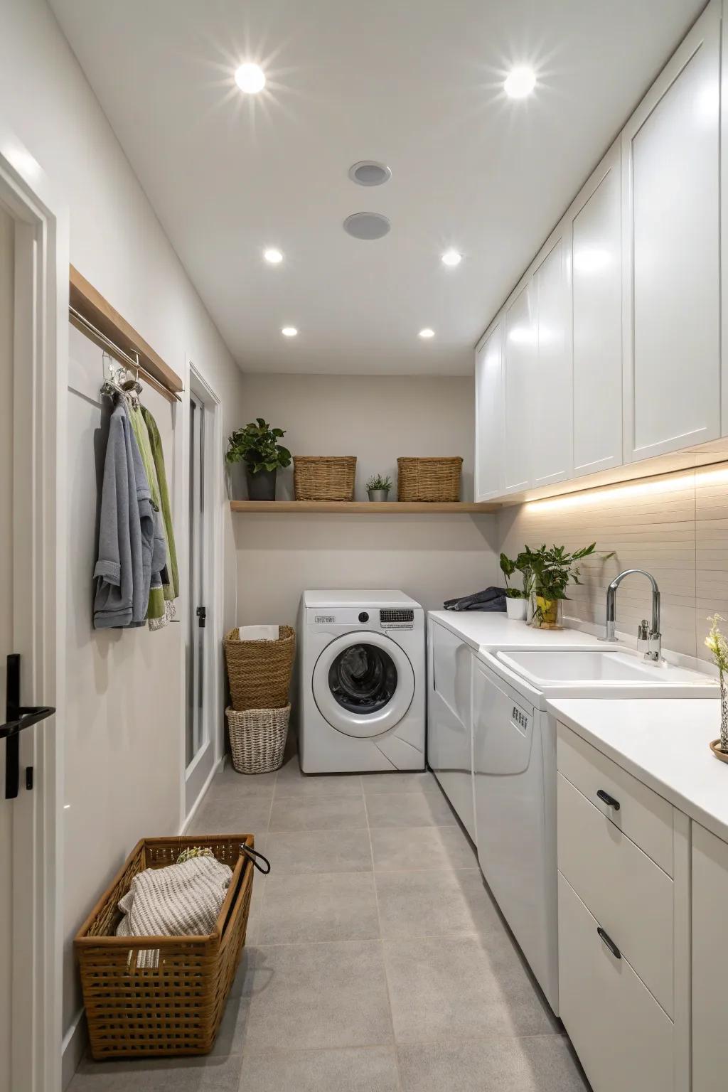 Built-in lights deliver a sleek and uncluttered presentation.