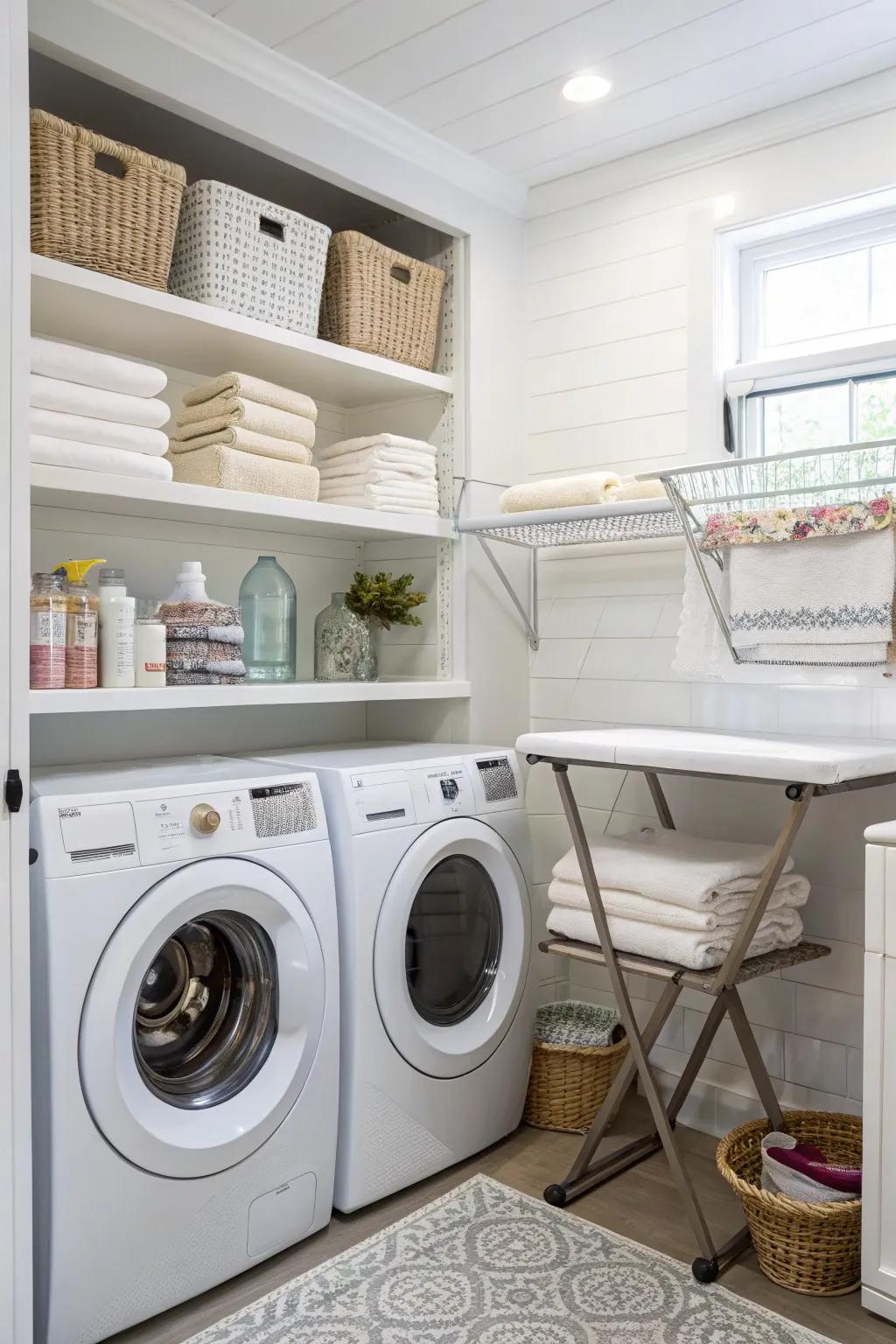 A functional folding area simplifies washing duties.