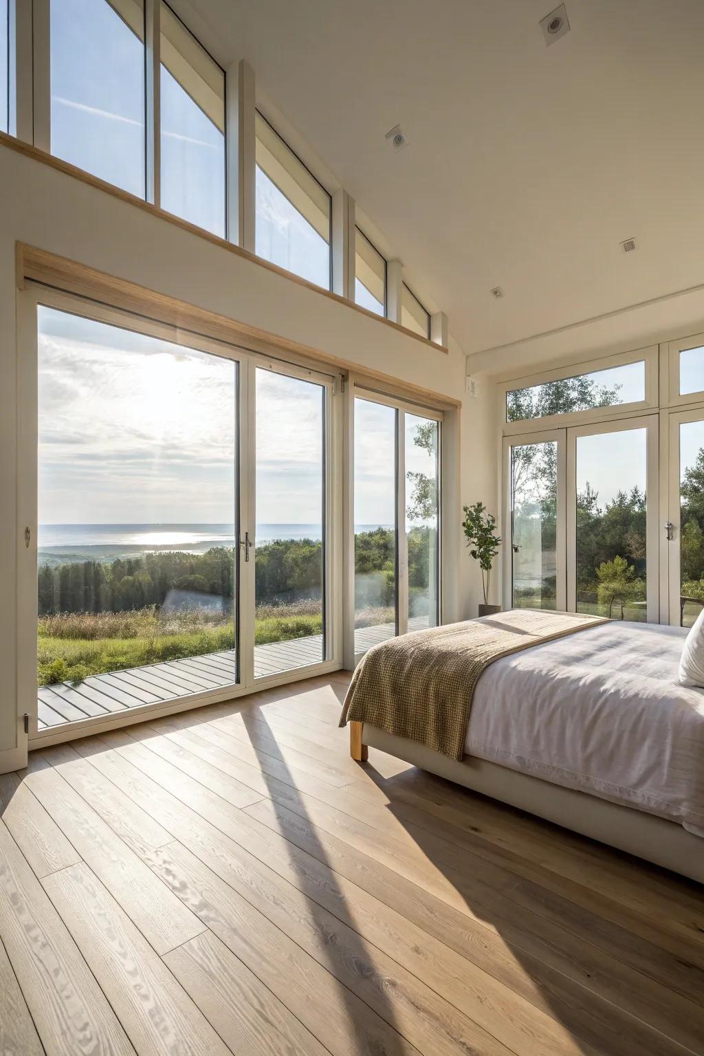 The radiant impact of natural light on light wood floors.