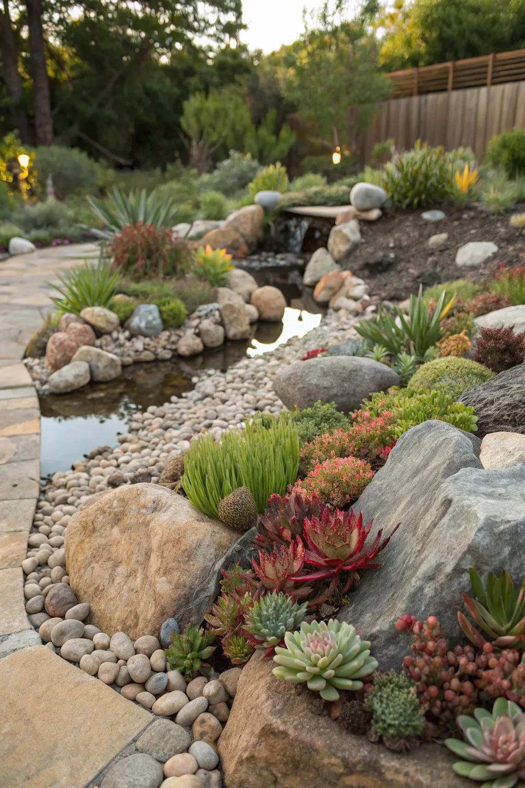 A unified stone garden displaying assorted textures and hues.
