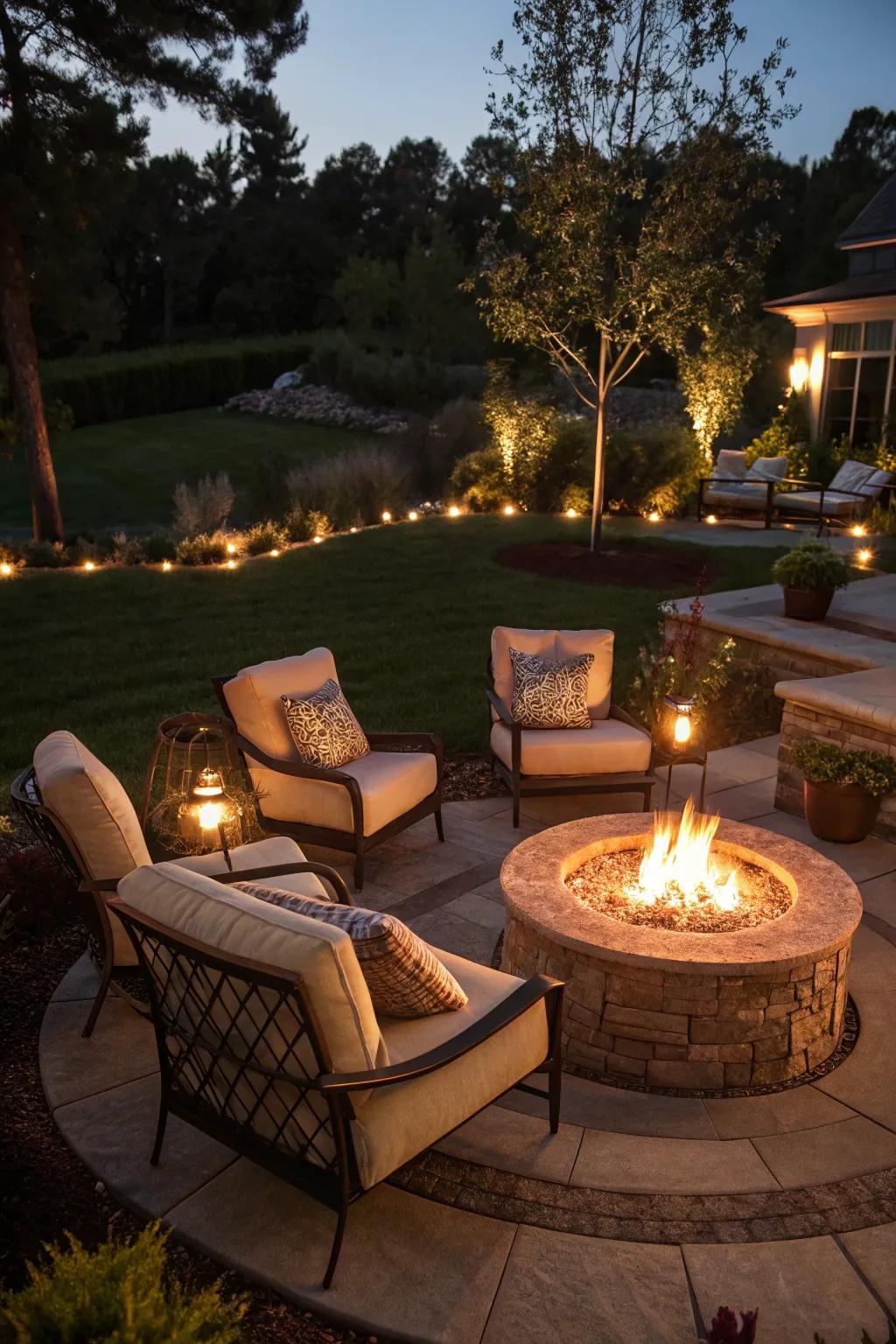 A striking bonfire arrangement perfect for evening get-togethers.