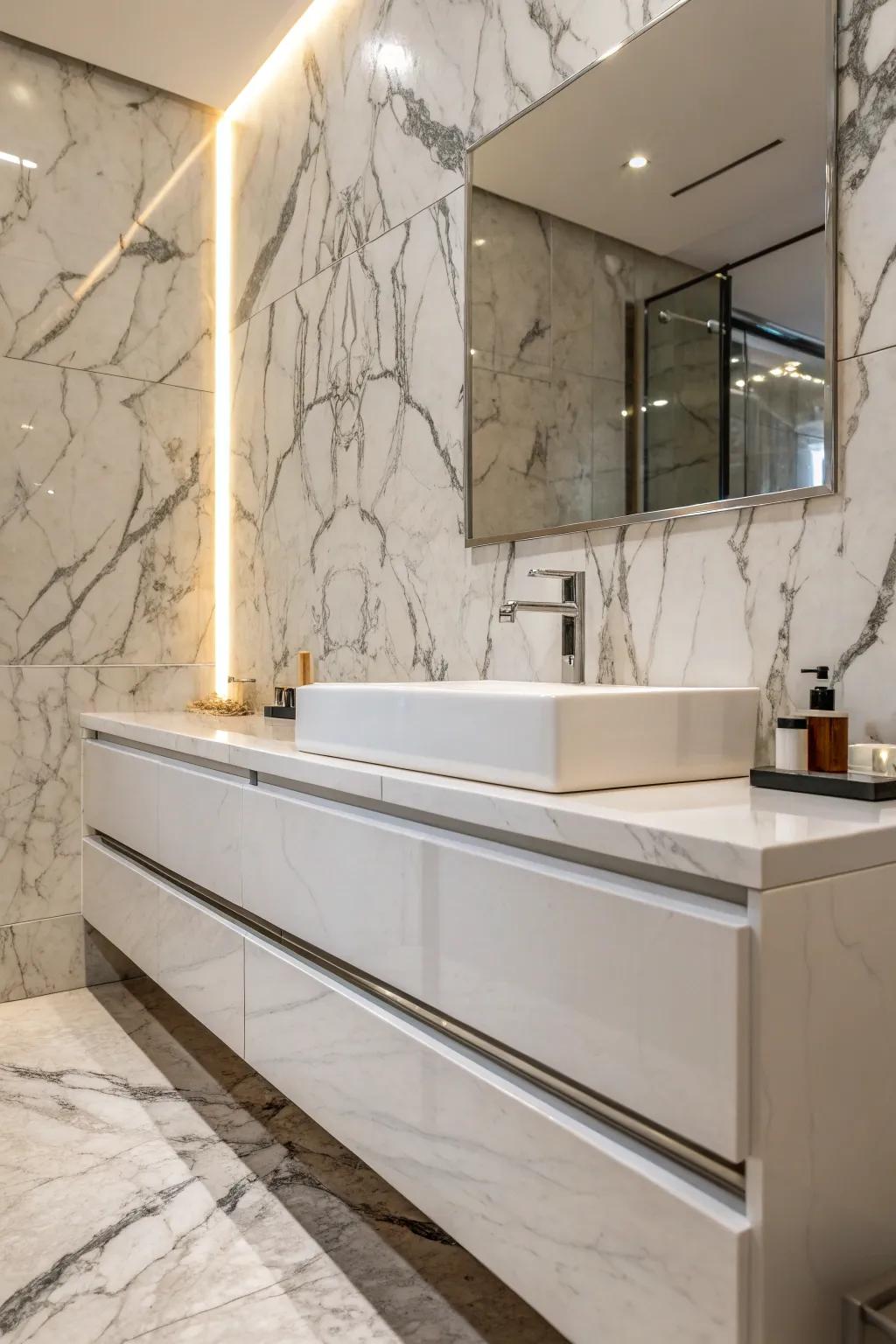 Granite and top-tier tiling fashion a timeless and elegant aesthetic.