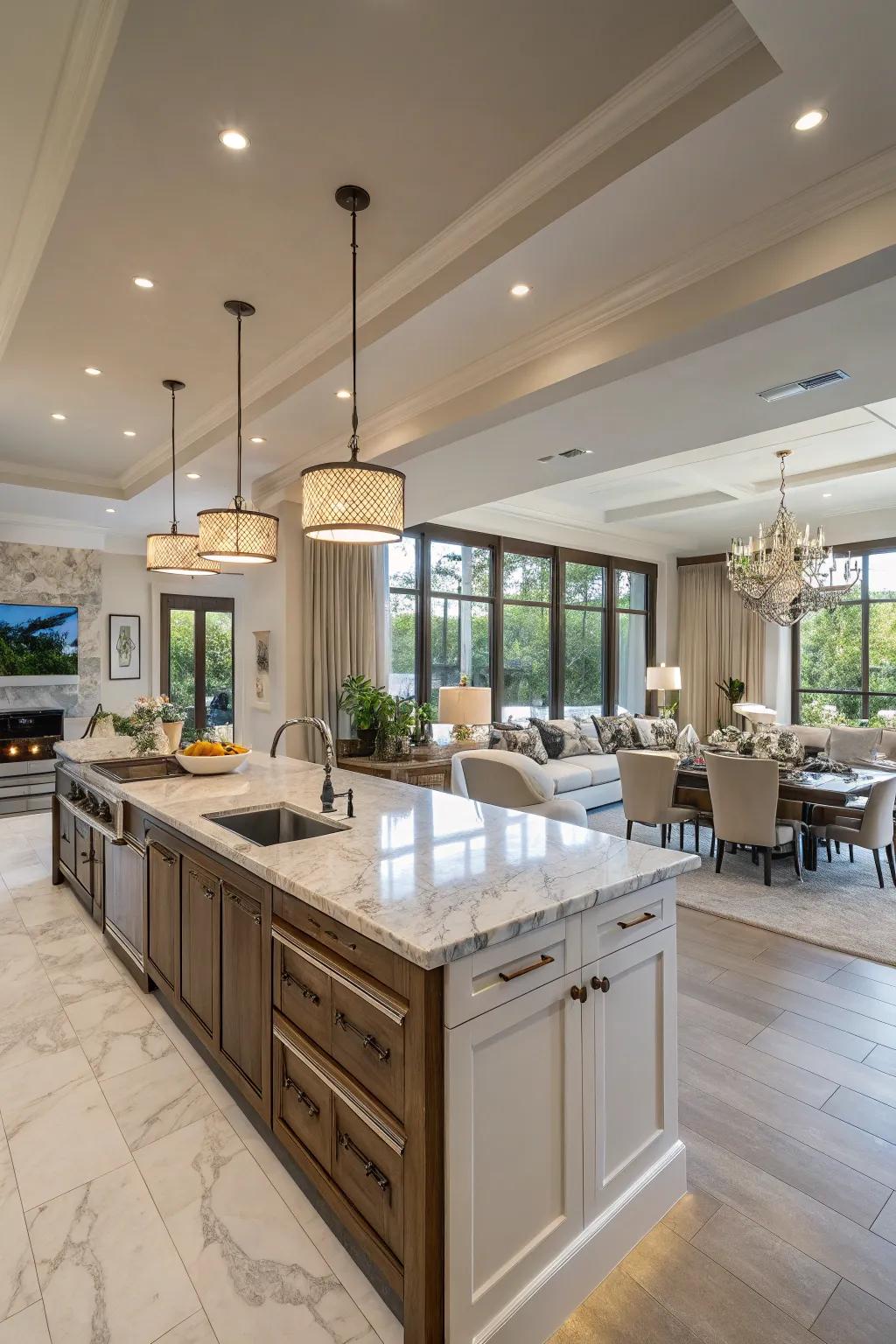 Open-concept kitchen offering a seamless flow and ample space.