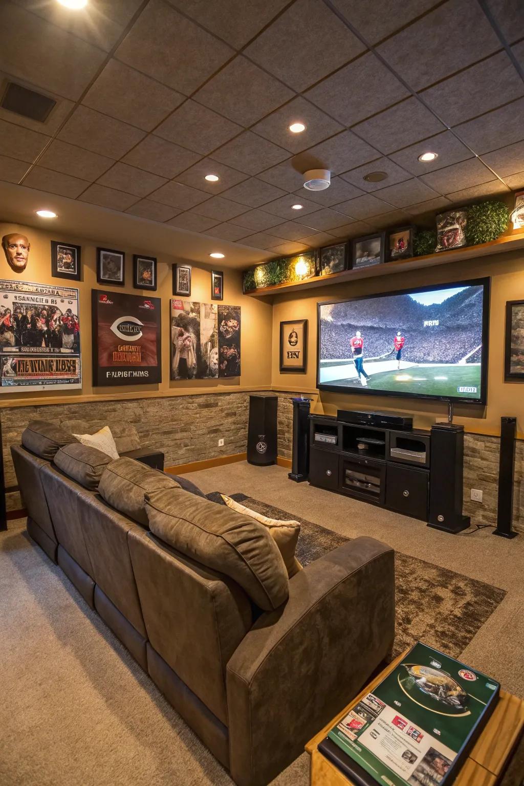 An advanced entertainment system integrated within the man cave.