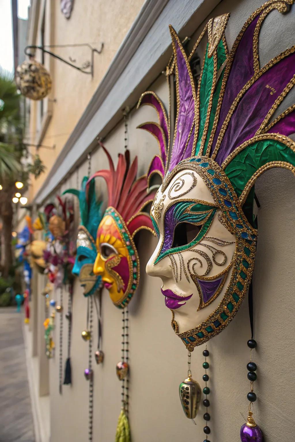 Design a captivating display with your Mardi Gras visages.