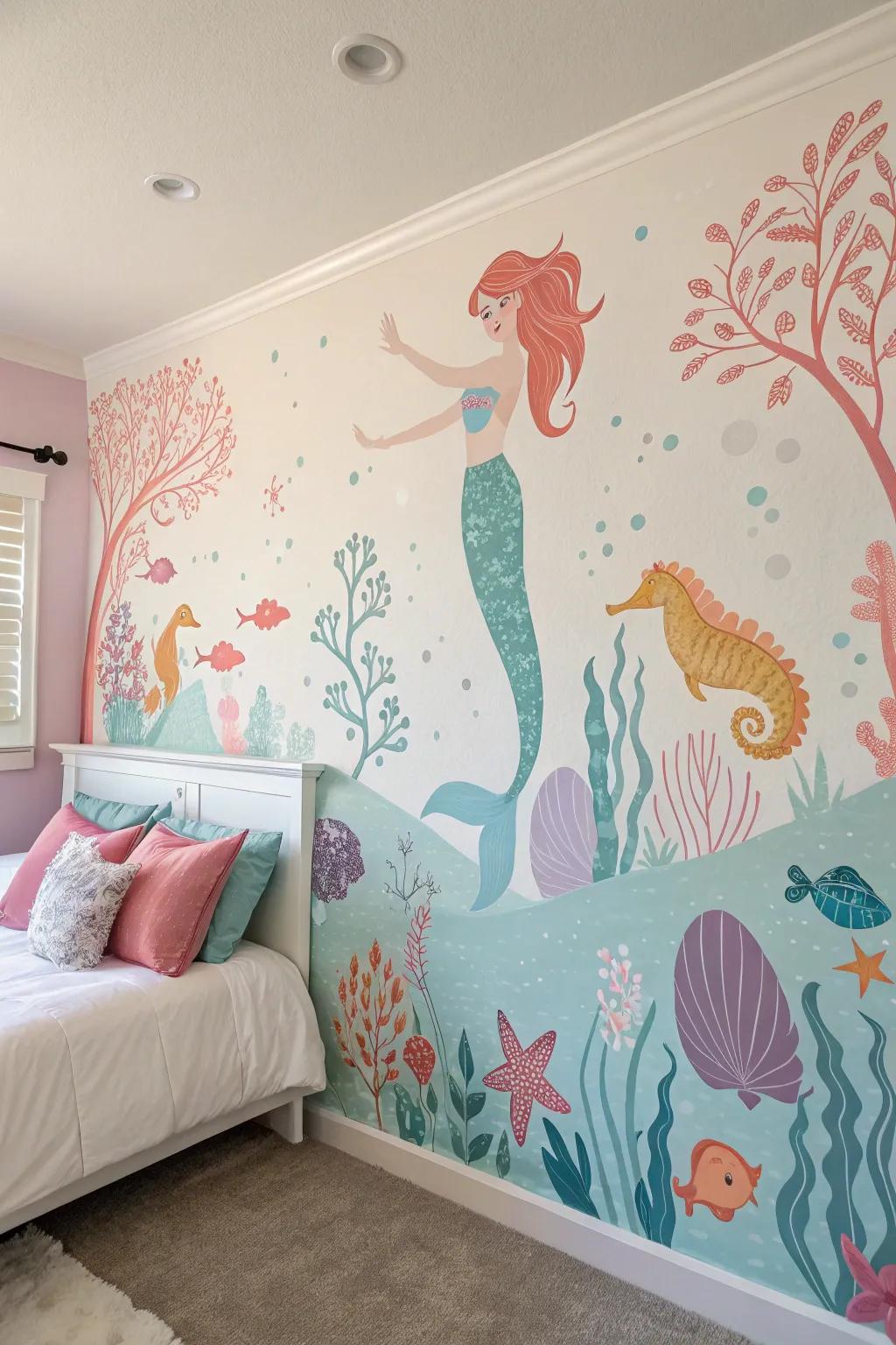 A captivating mural infusing your walls with the sea.