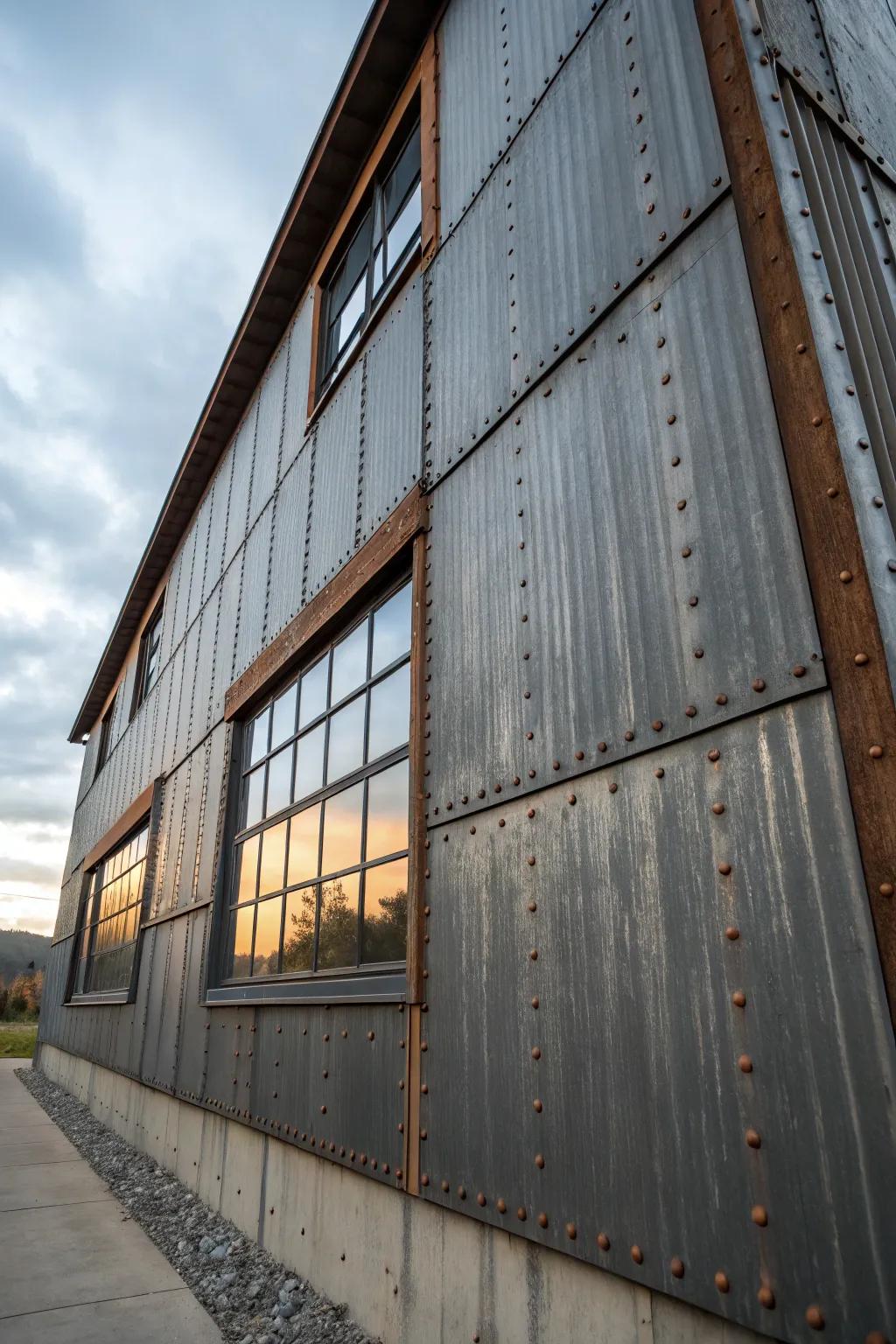 Establish an urban advantage with an industrial-style metal facade.