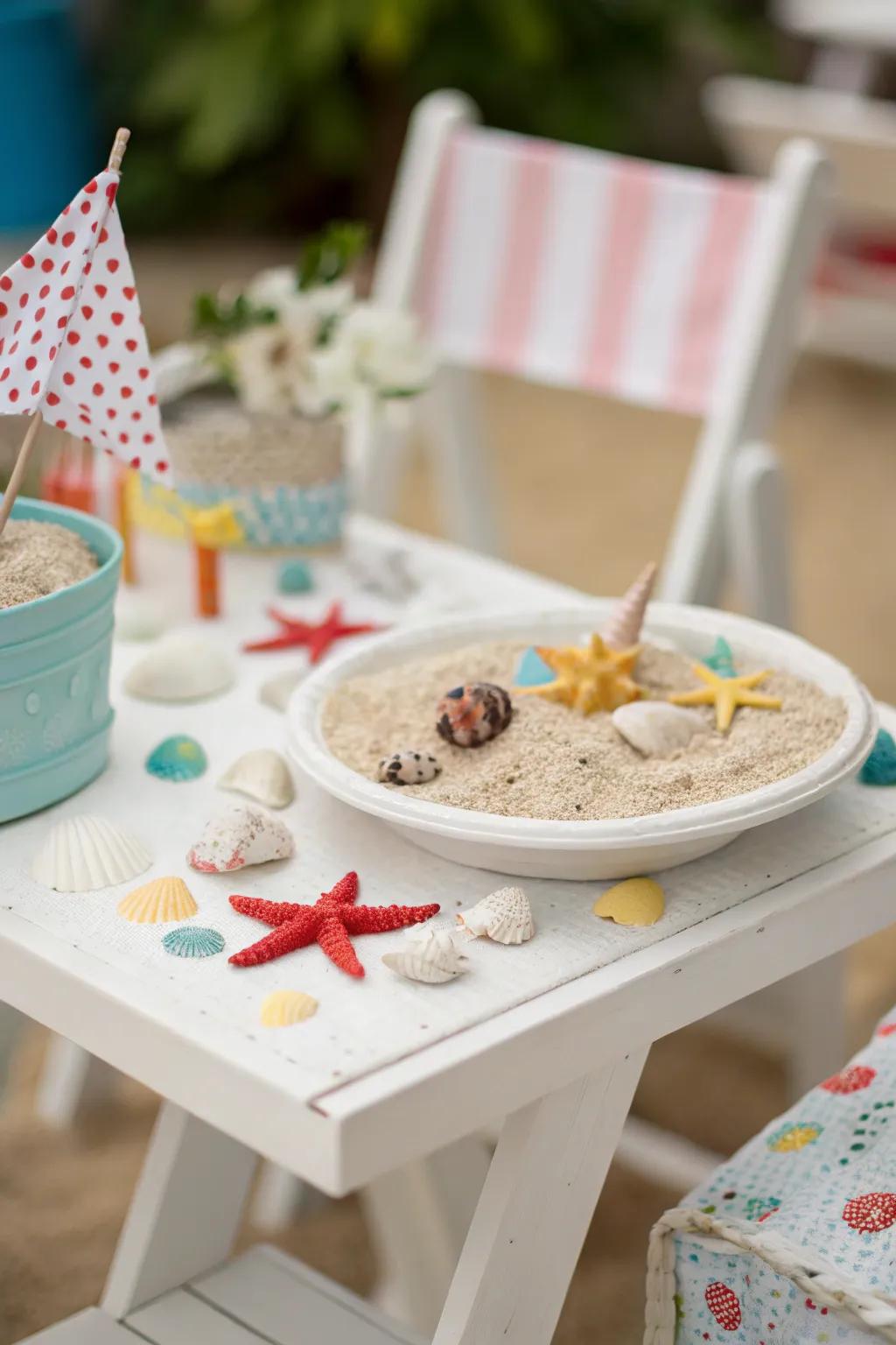 Small beach theme table setting for a fun event ambiance.