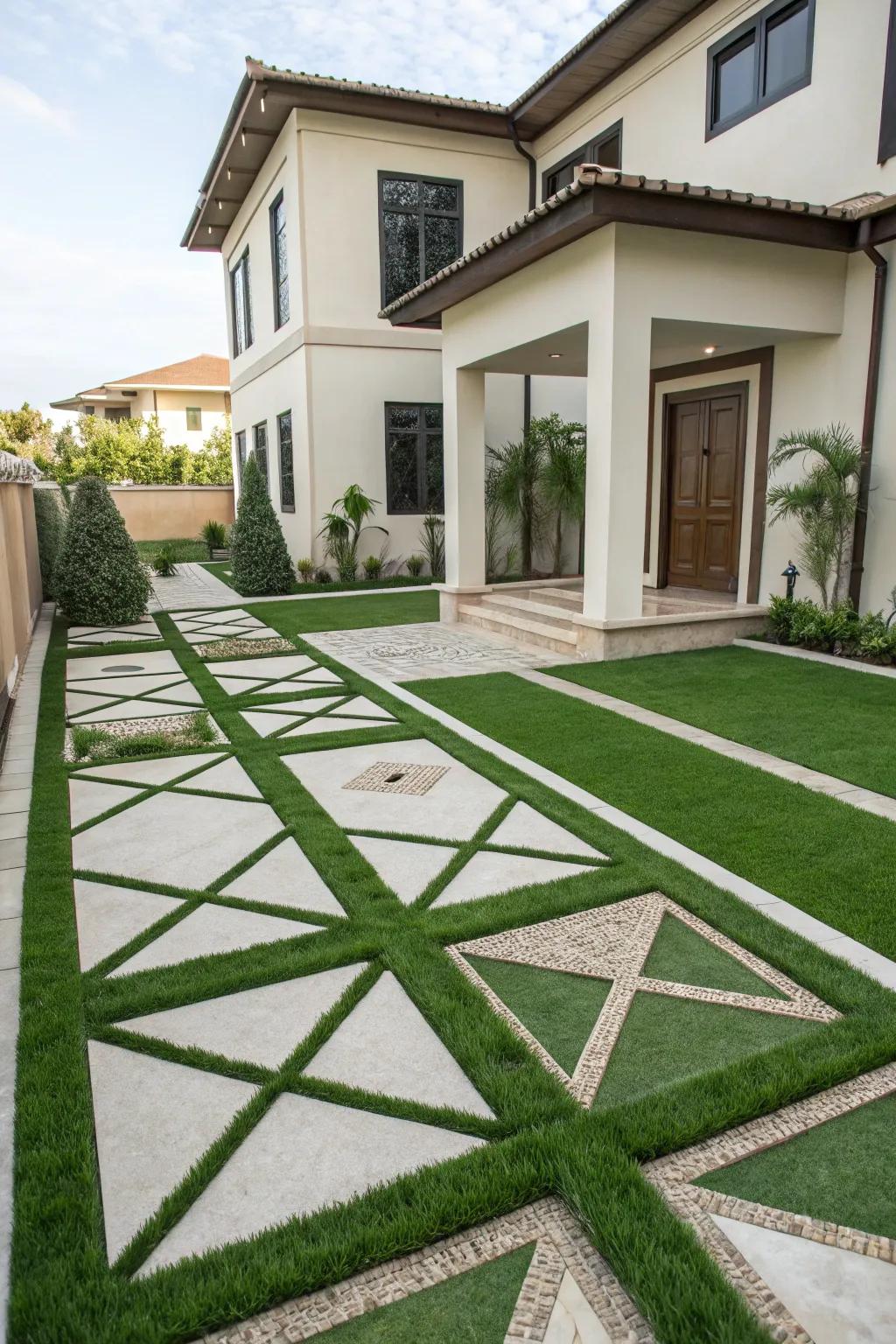A balanced design featuring artificial turf that delivers a sophisticated and refined presence.
