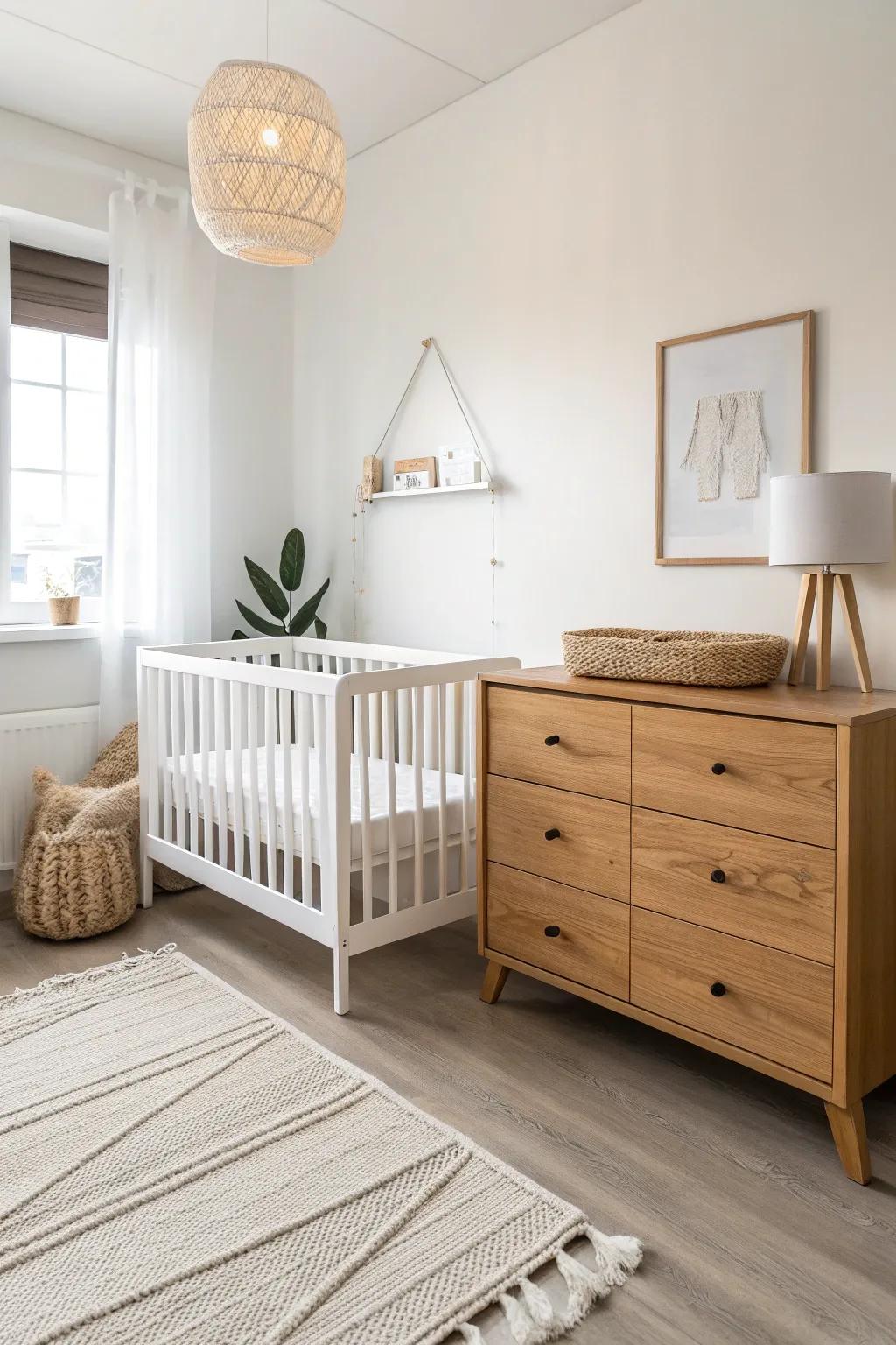 Simple furniture design keeps the room bright and roomy.