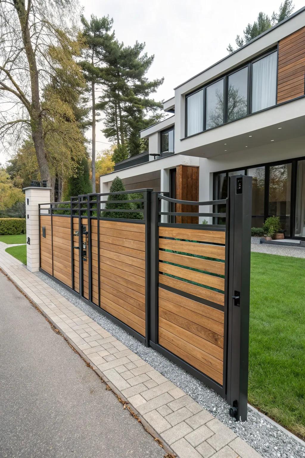 Mixing materials like wood and steel fashions a standout modern access.