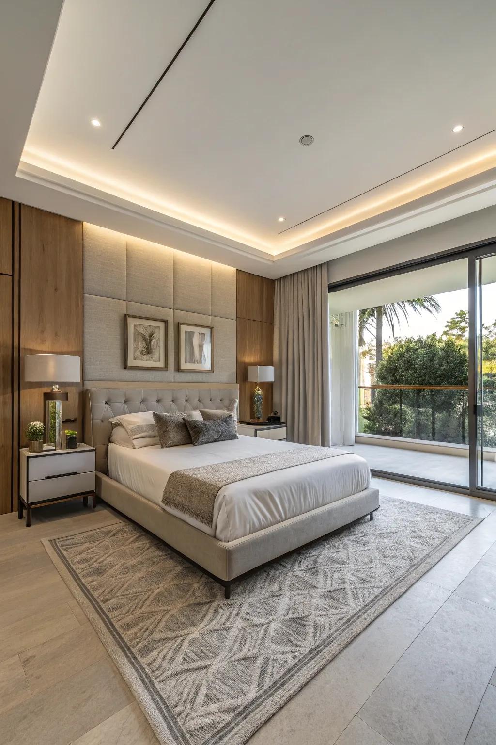 A contemporary bedroom displaying simple furniture for an airy atmosphere.