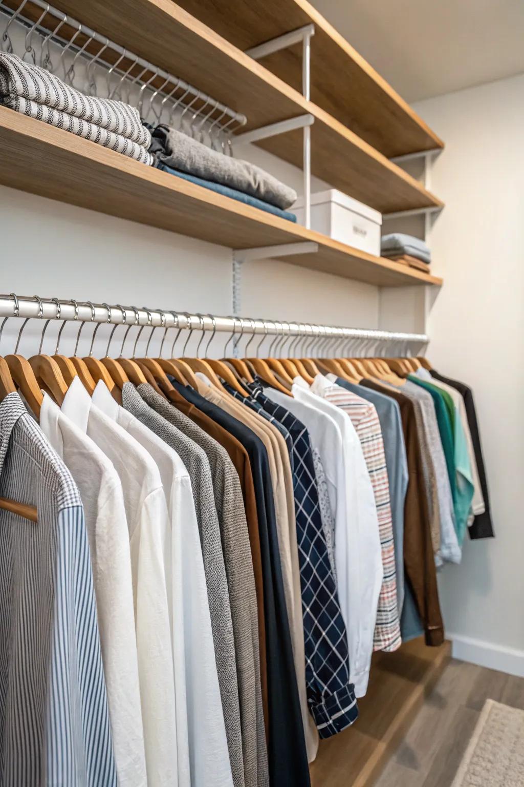Slim garment supports optimize hanging area and cultivate an orderly spectacle.