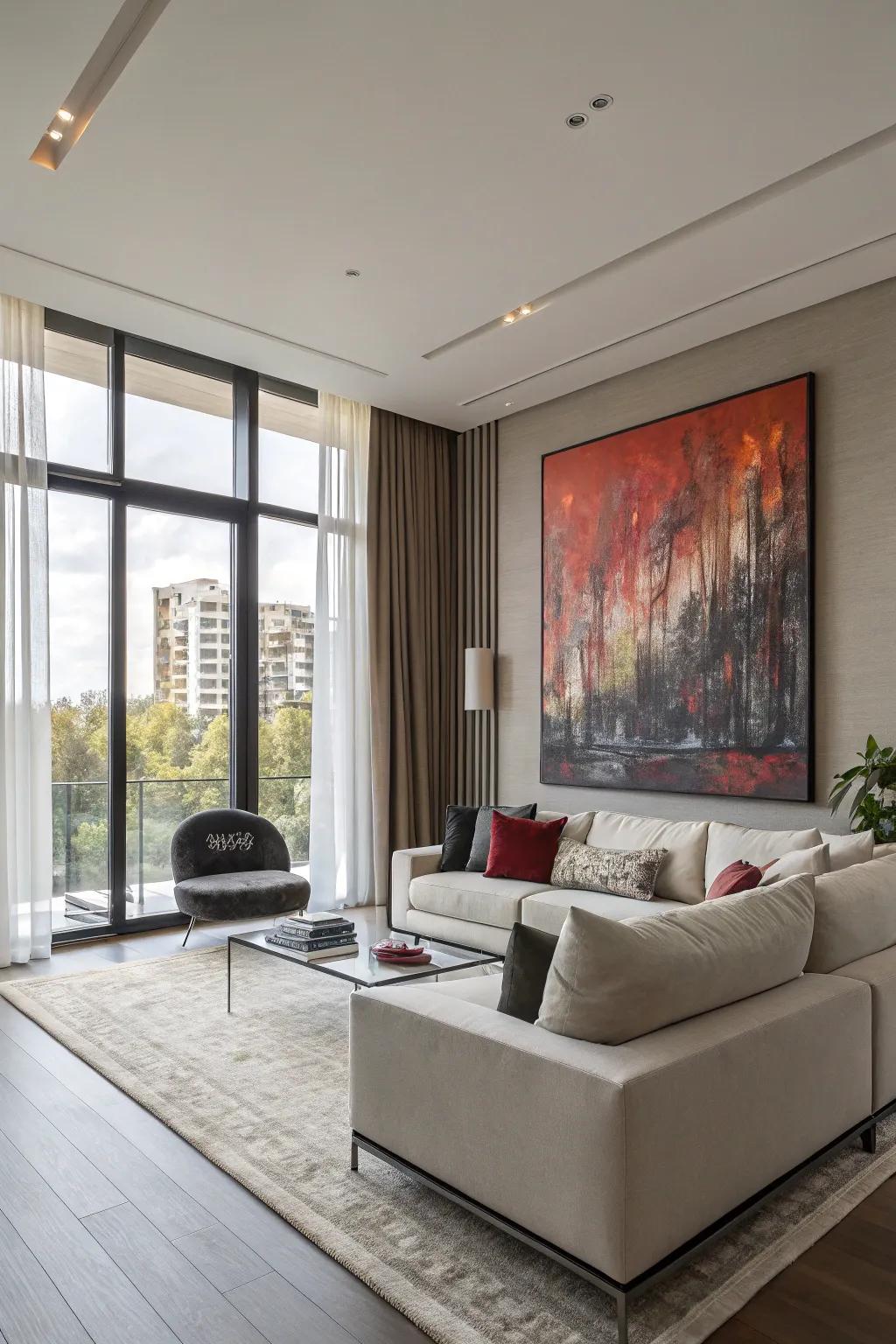 Oversized artwork is a major style move.