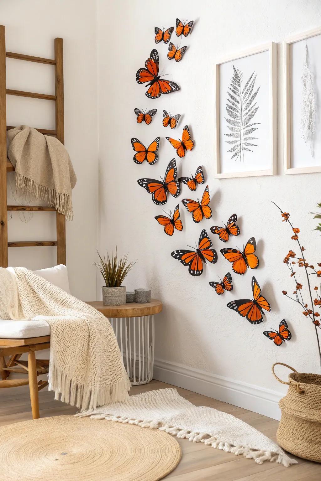 Animate your walls with striking dimensional butterfly artwork that imparts depth and hue to any area.