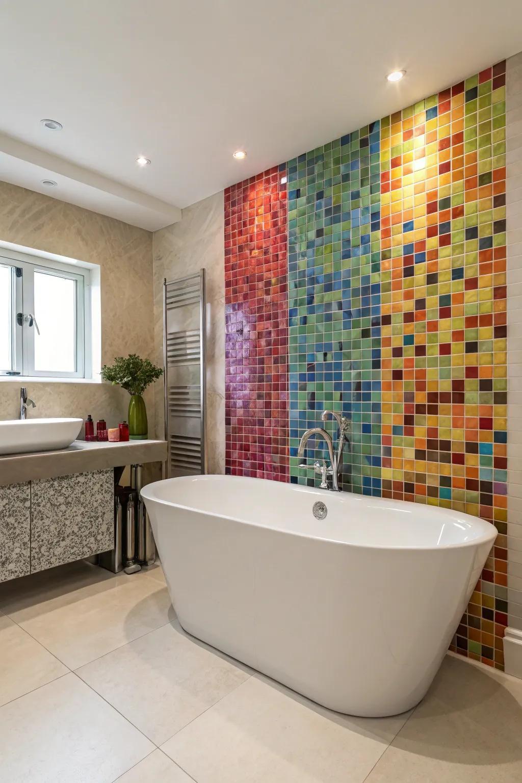 A captivating mosaic feature wall has the power to redefine your bathroom's overall feel.