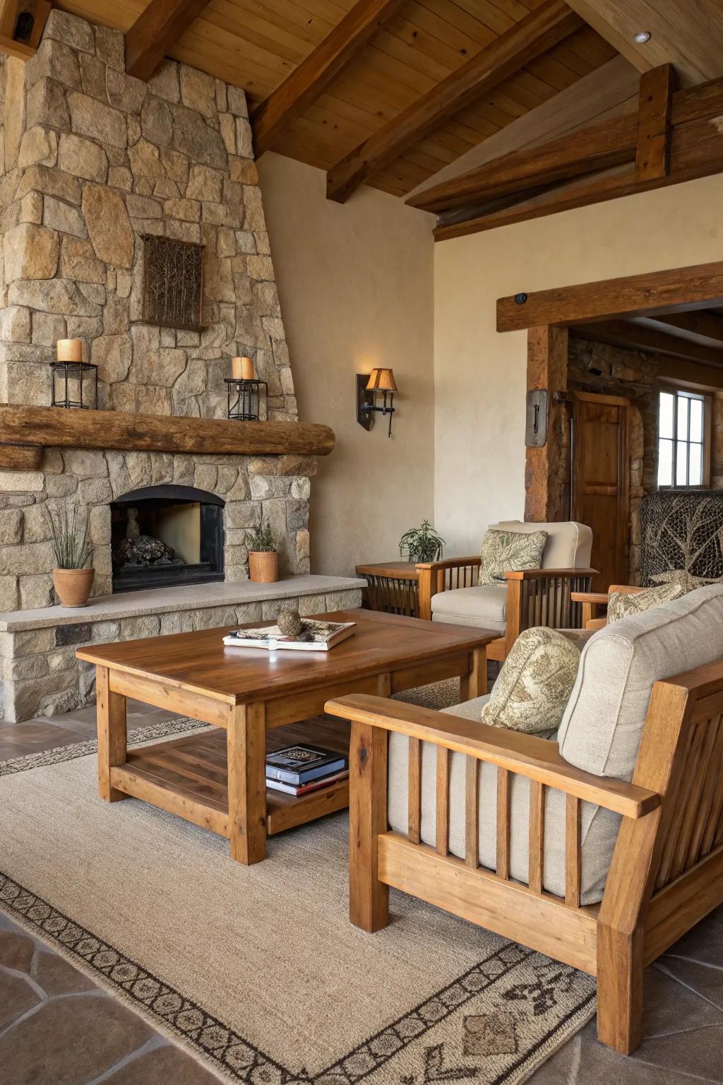 A quaint living space displaying the loveliness of natural components.
