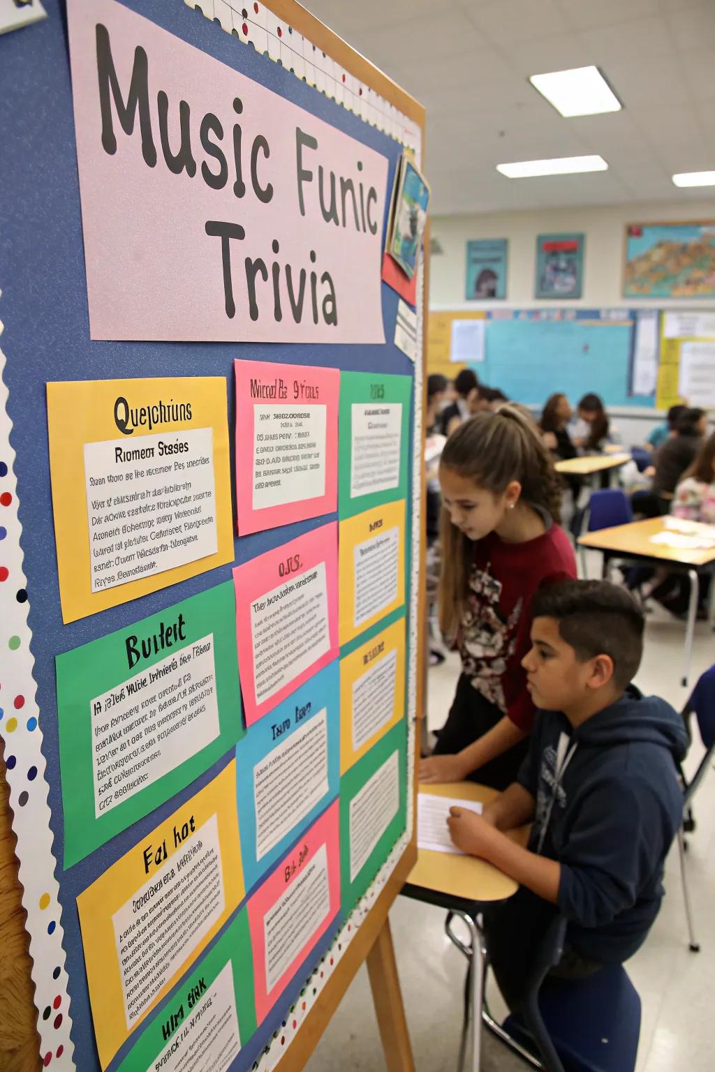 Interactive music trivia board that encourages involvement.