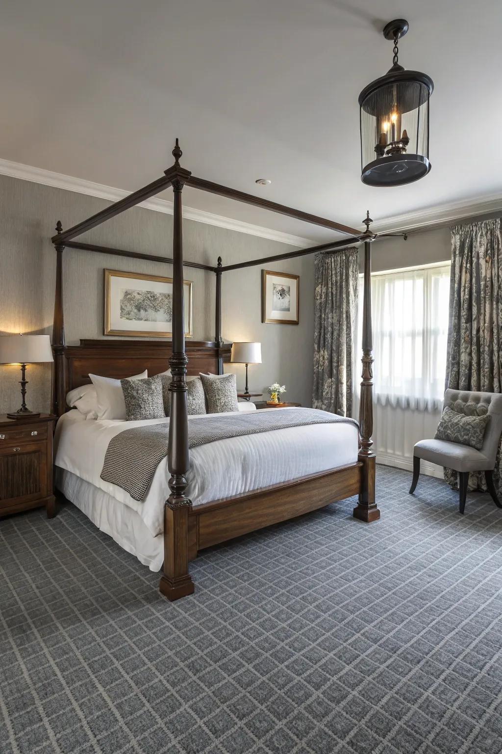 Traditional stone colored carpets integrate easily with diverse decoration trends.