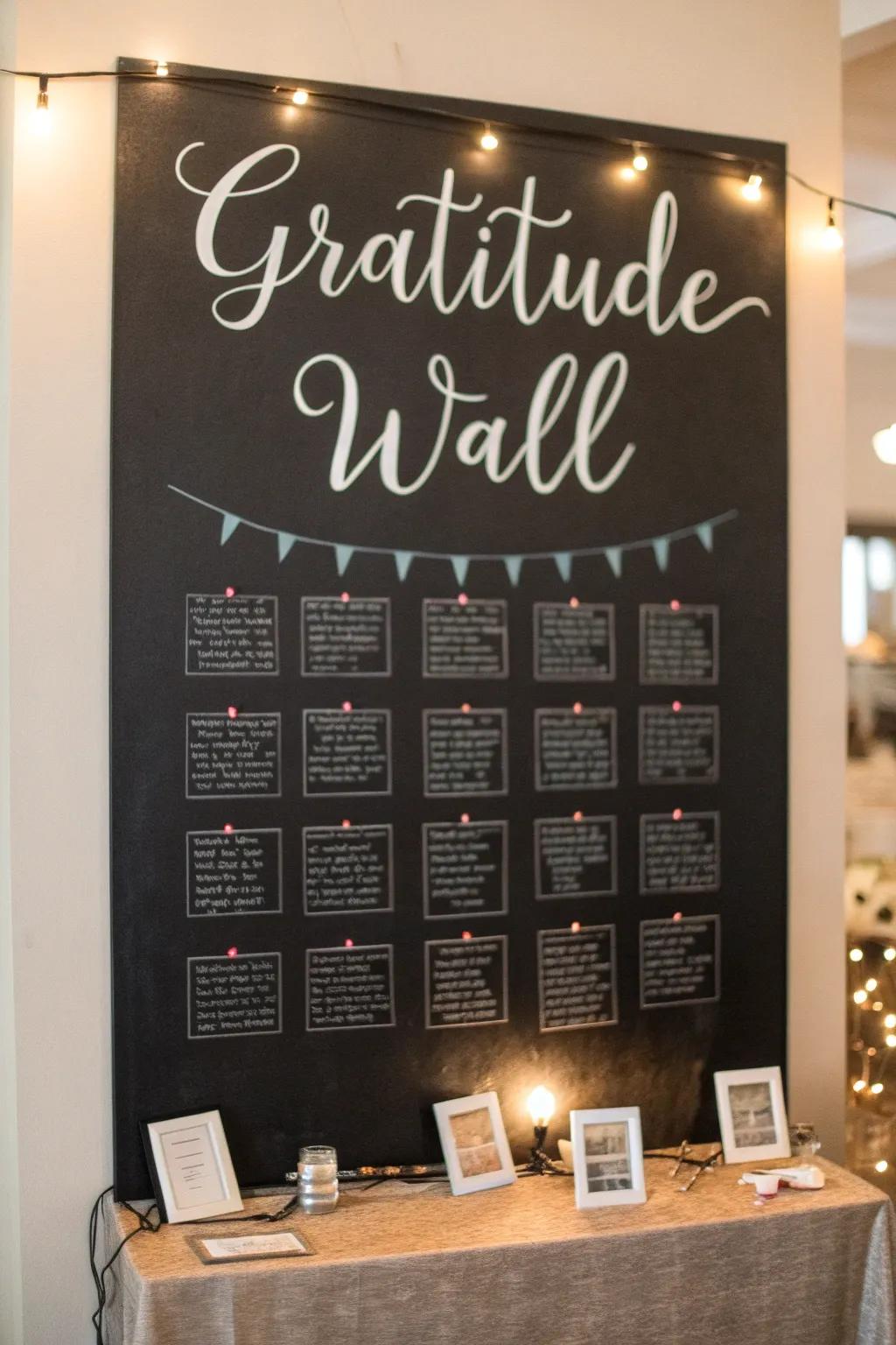 An appreciation display on a chalkboard, excellent for contemplating life's bounties.
