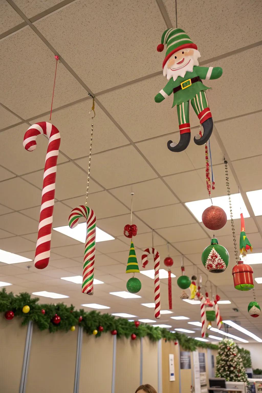 Elevate the festive ambiance: adorn overhead spaces to spread the joy.