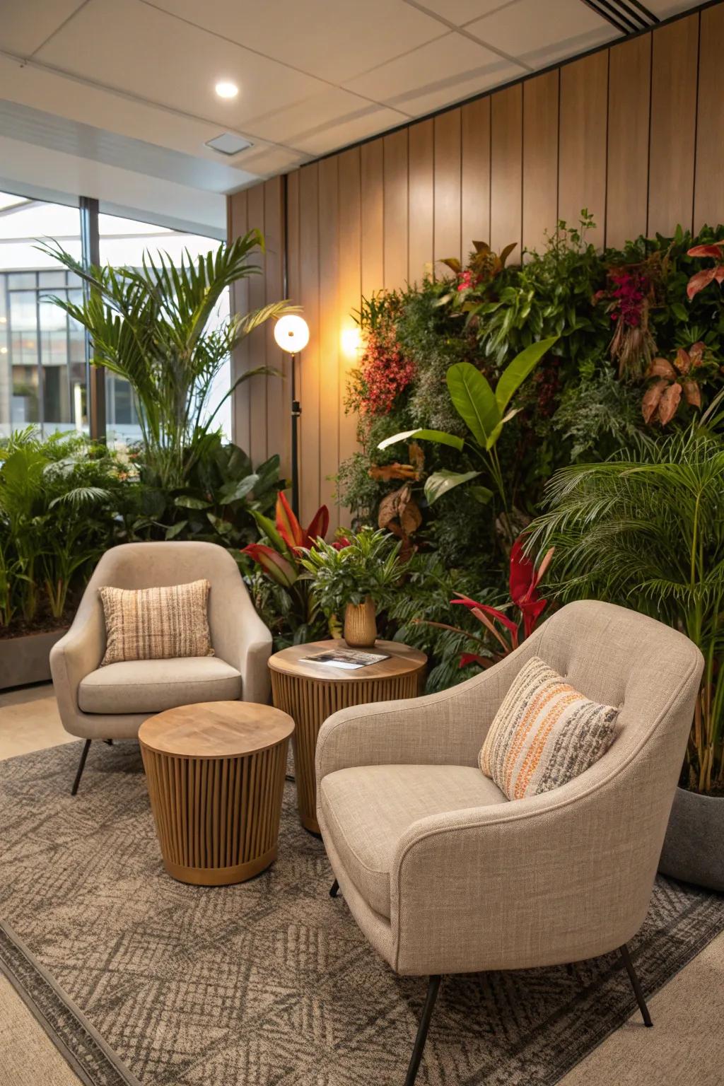 Inviting seating areas provide a relaxing space for mental breaks.