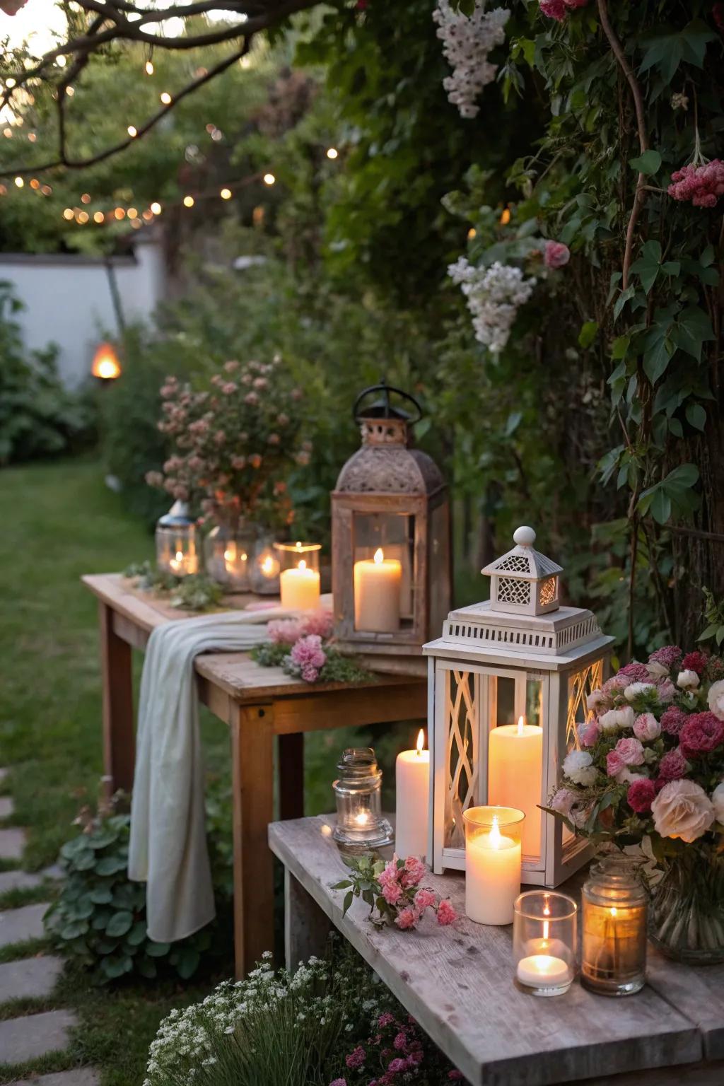 An outstanding assortment of illuminated lanterns and lights that are perfect for nighttime gatherings.