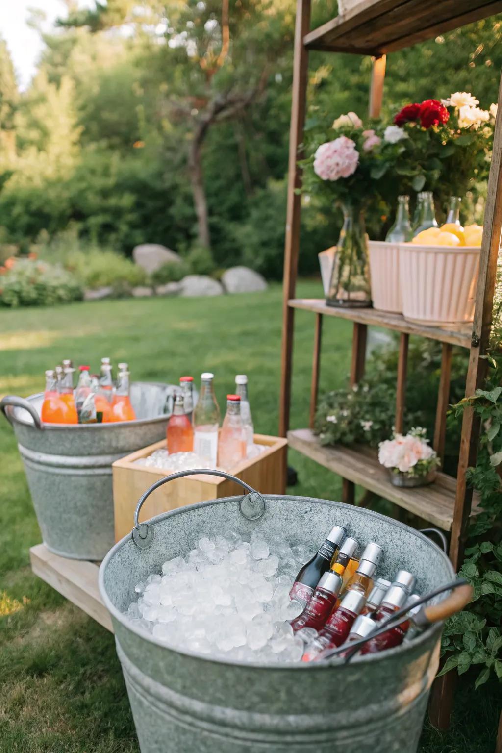 Metal pails excel at maintaining drink coolness and aesthetic appeal.