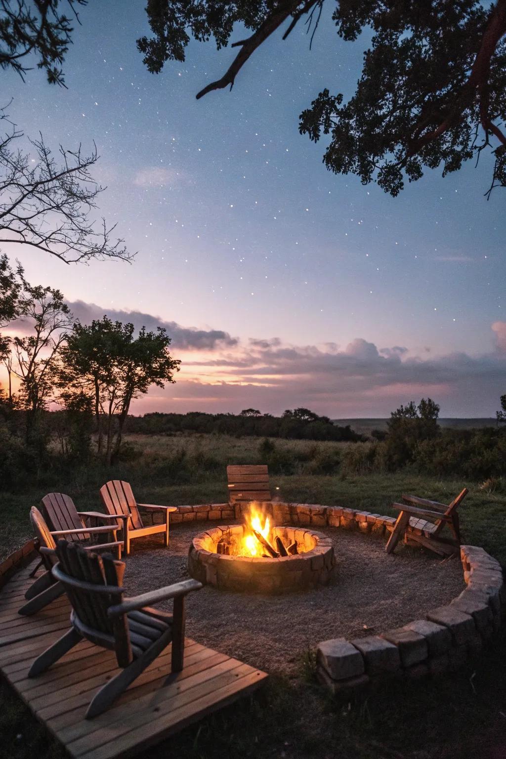 A fire pit crafts an ideal setting for evening gatherings with loved ones.