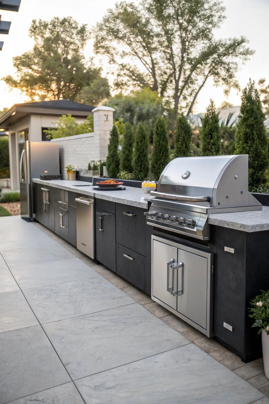 An outdoor kitchen brings all the ease of indoor cooking outside.