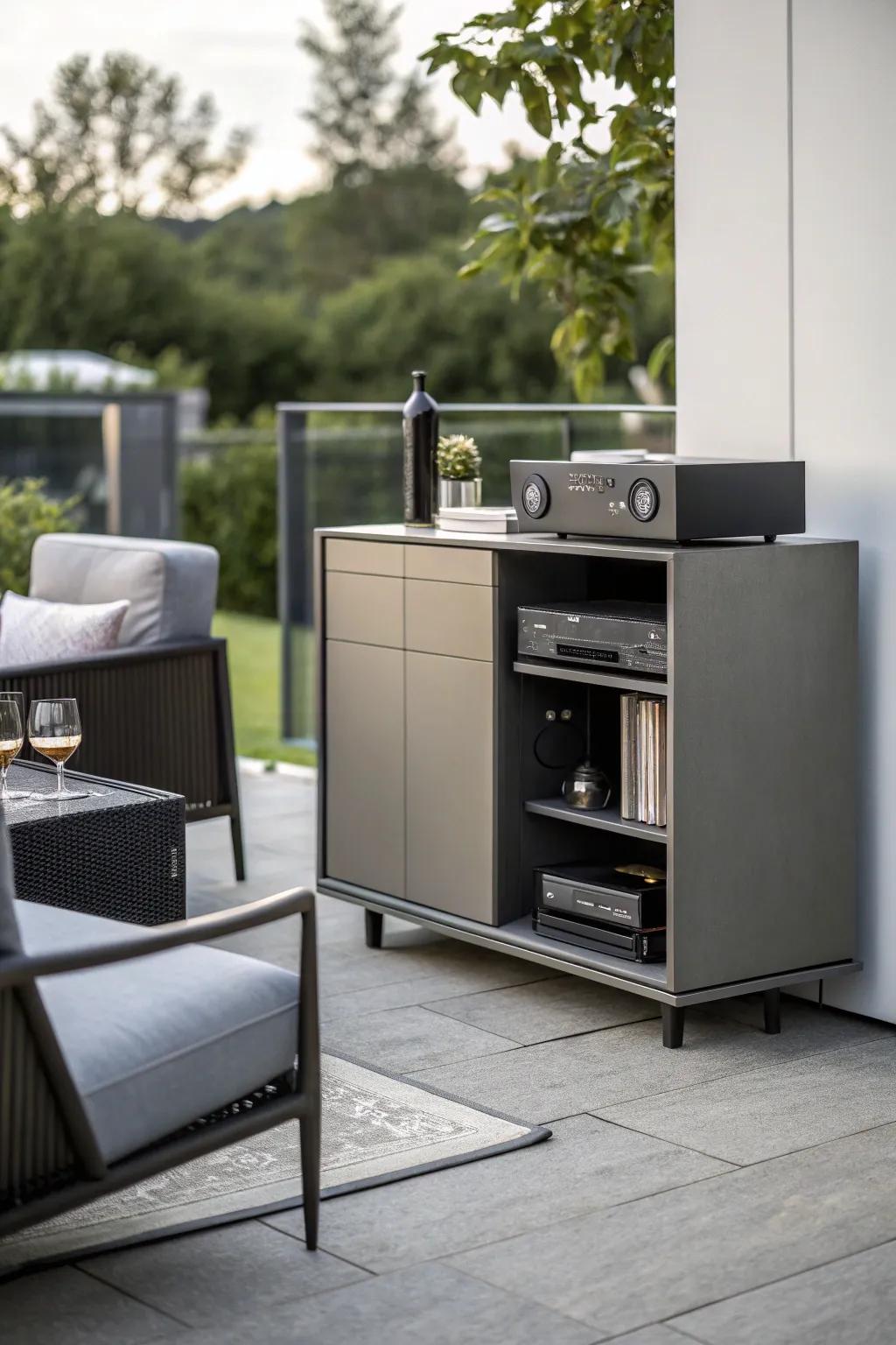 Contemporary metallic designs offer both flair and durability for exterior settings.