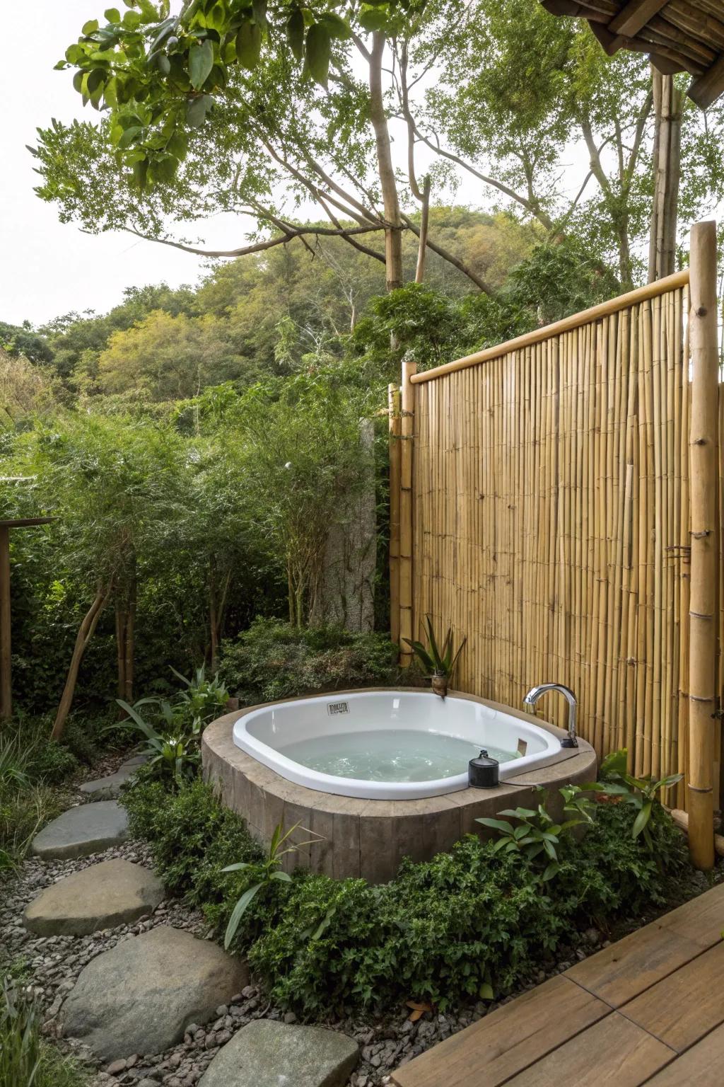 Find privacy and peace through a natural bamboo divider.