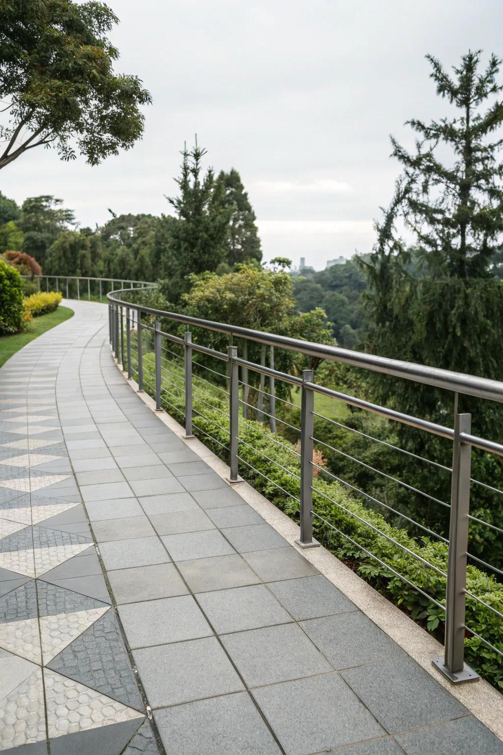 Metallic boundaries present a polished, up-to-date aesthetic for outdoor settings.